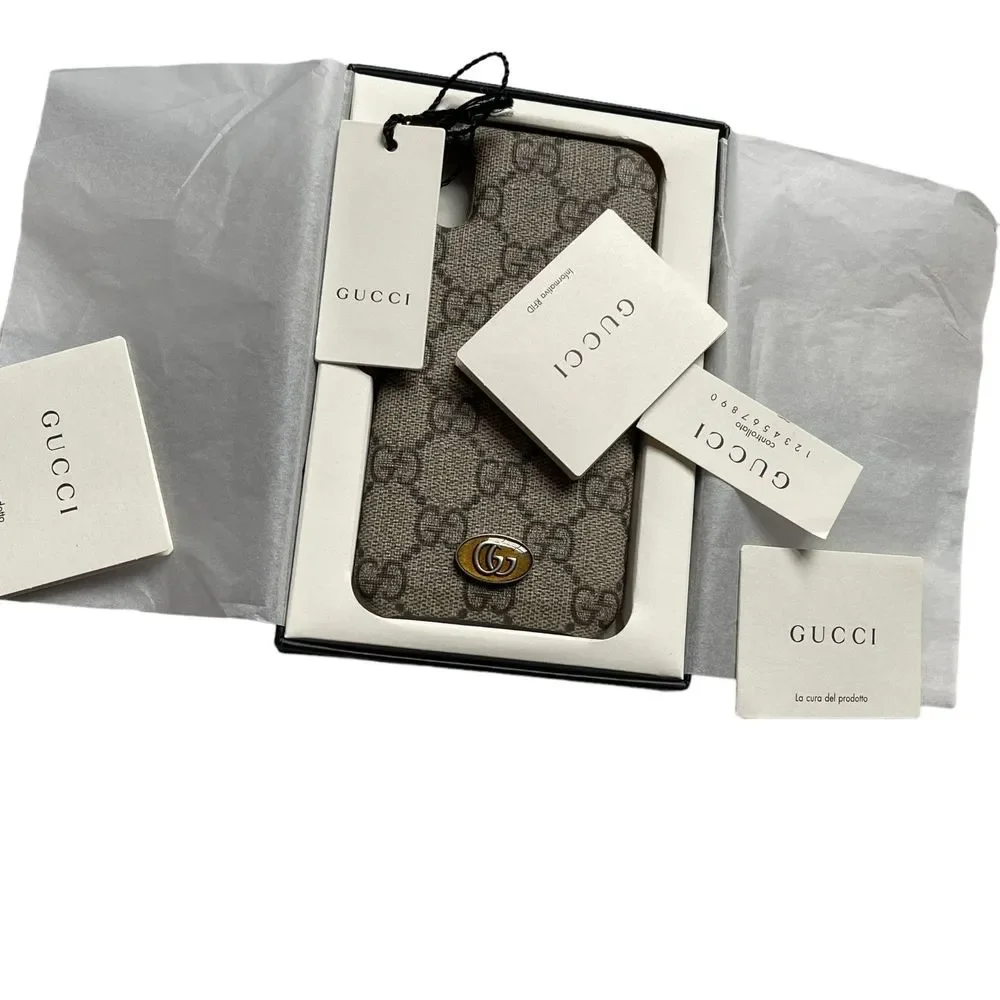 GUCCI GG Supreme Monogram Ophidia iPhone X/XS Case Beige Canvas NWT